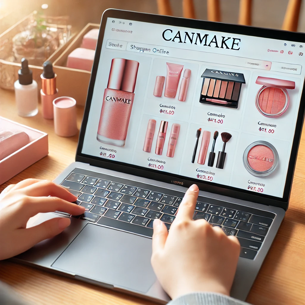 通販サイトでキャンメイクを簡単に注文している人のイメージ画像