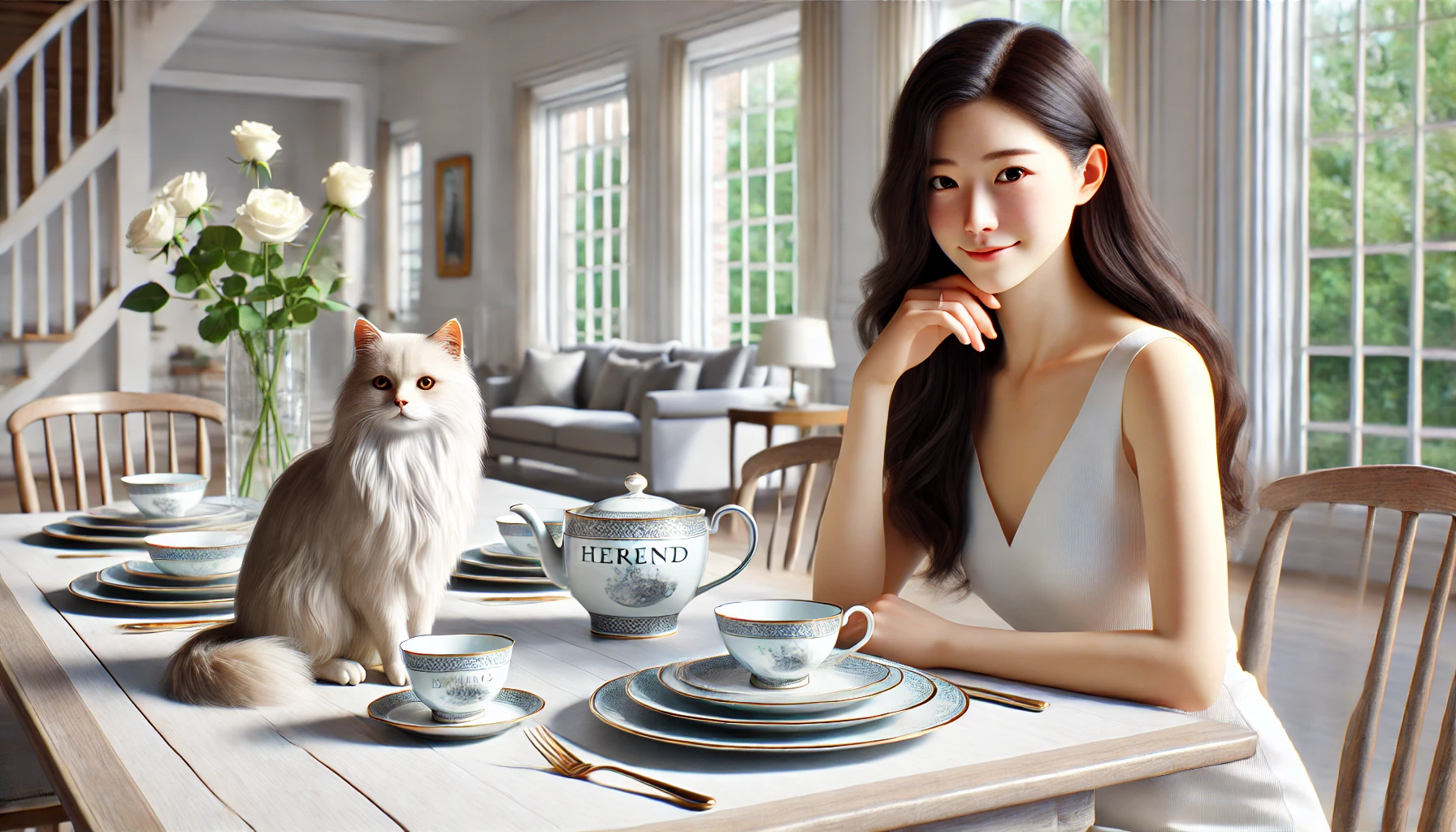 偽物の見分け方 – モダンリビングにて、20代女性&長毛猫