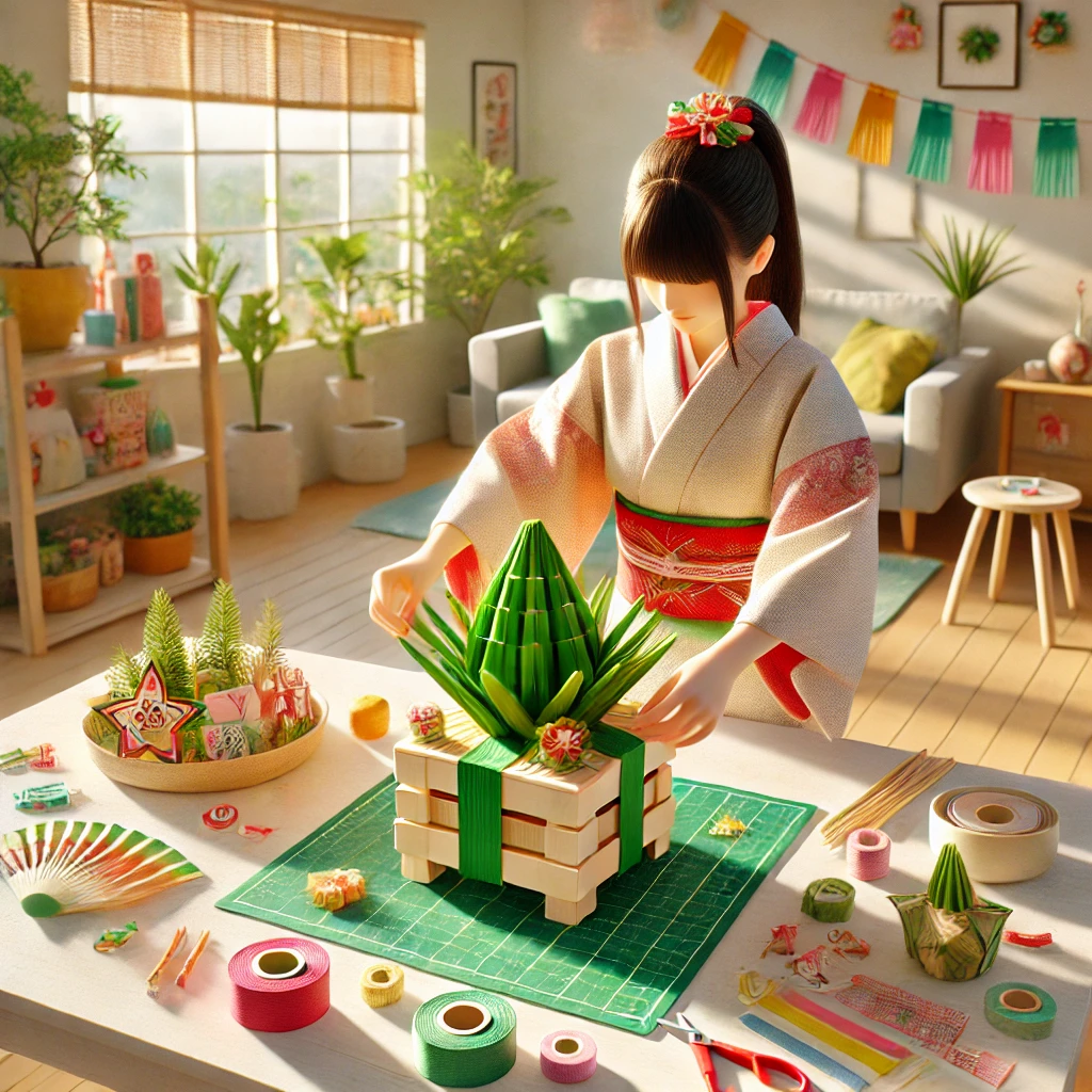 100均素材で作るミニ門松のアレンジ術