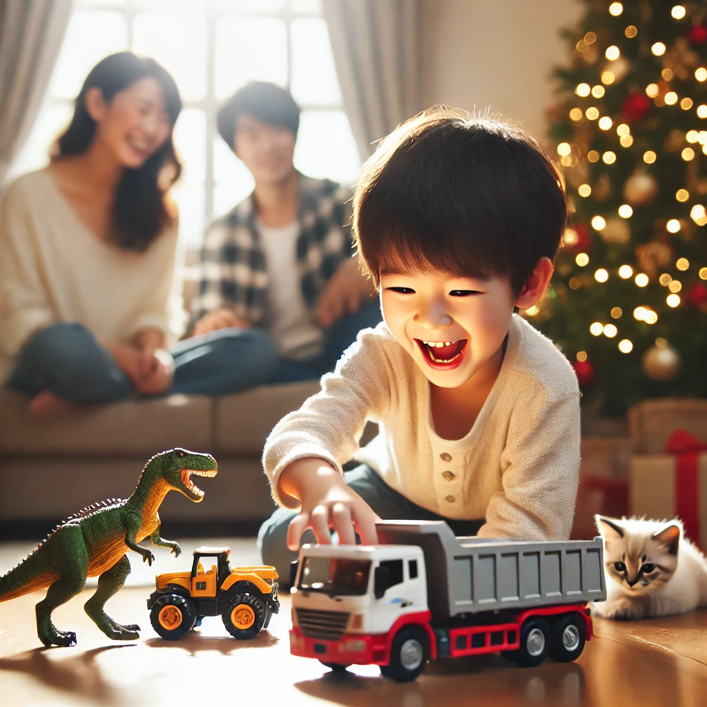 男の子が熱中するトミカと恐竜