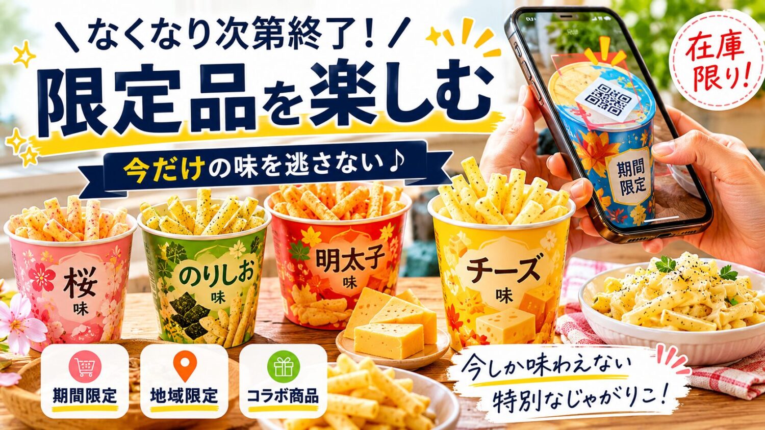じゃがりこの限定品や地域限定品を楽しむ方法を表した画像