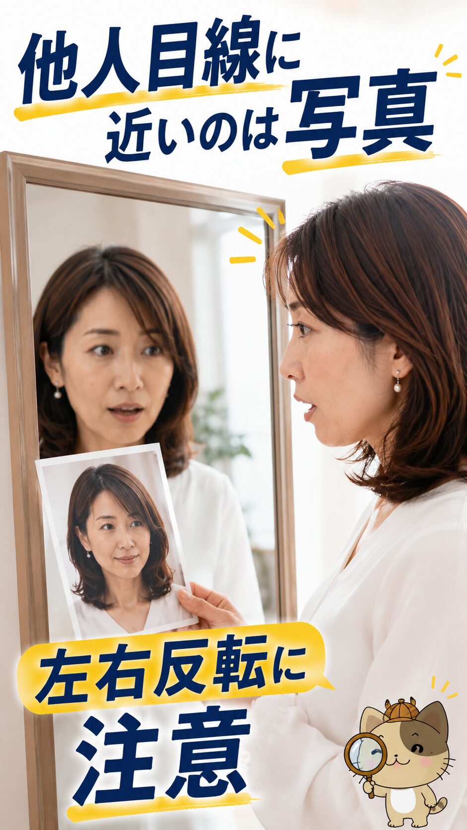 写真が他人目線に近いことを理解する場面