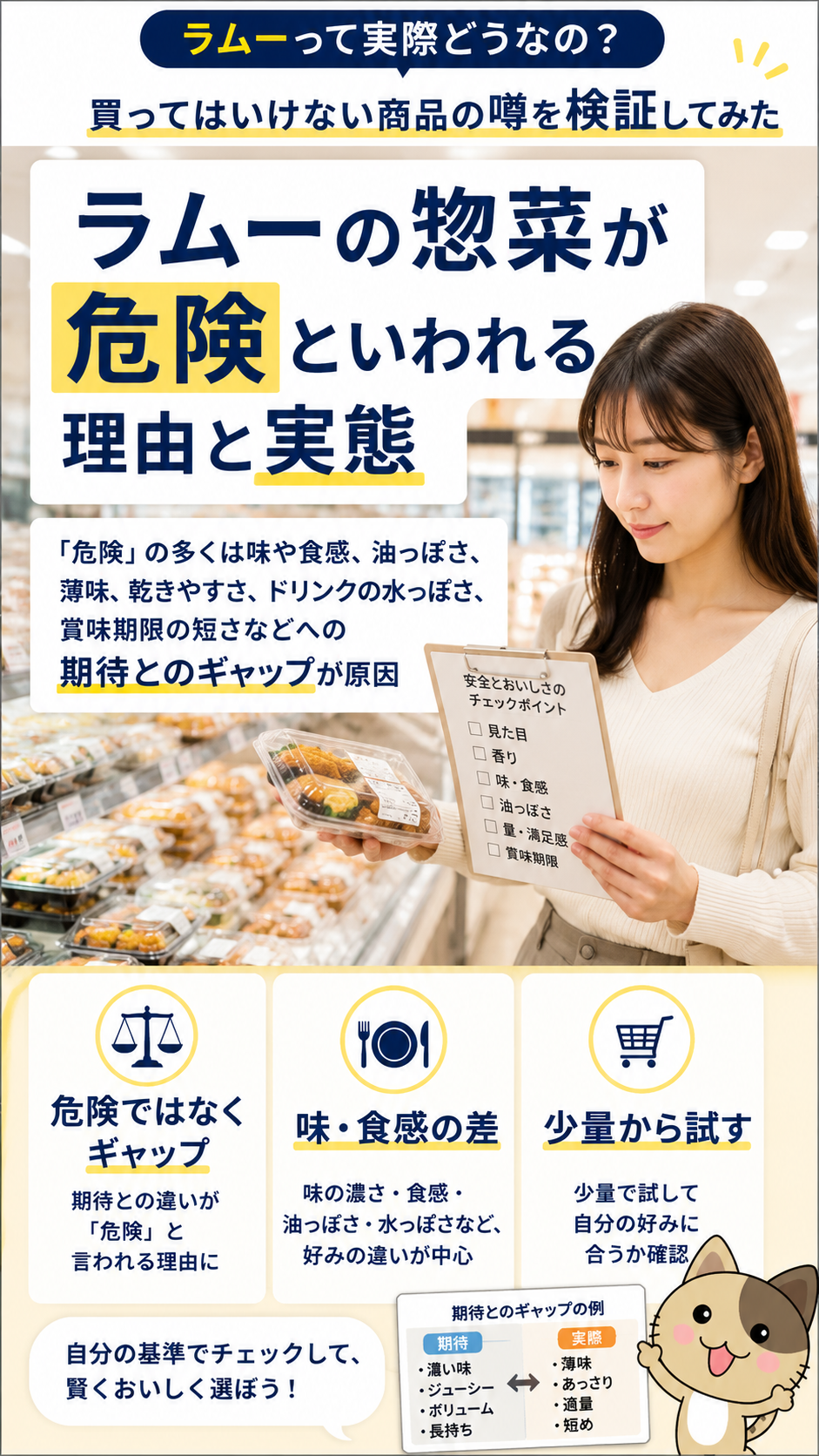 ラムーの惣菜が危険といわれる理由は安全性よりも味や食感の期待値ギャップにあることを示す画像