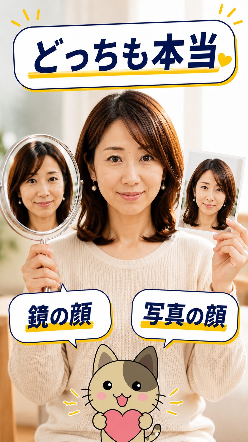 どちらの顔も本物だと伝える優しい雰囲気の画像
