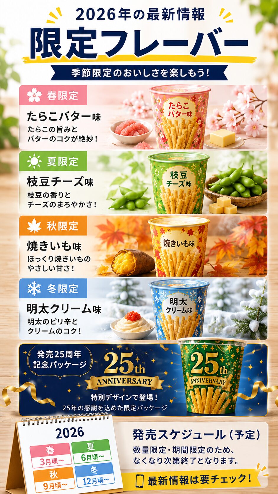 2026年の期間限定フレーバーや記念パッケージを表す画像