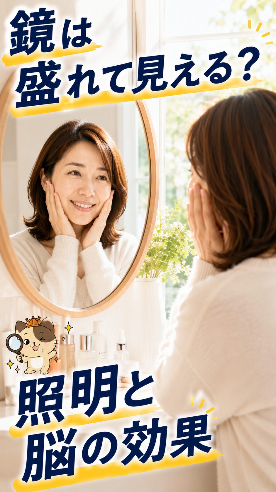 鏡で可愛く見える理由を表現したイメージ