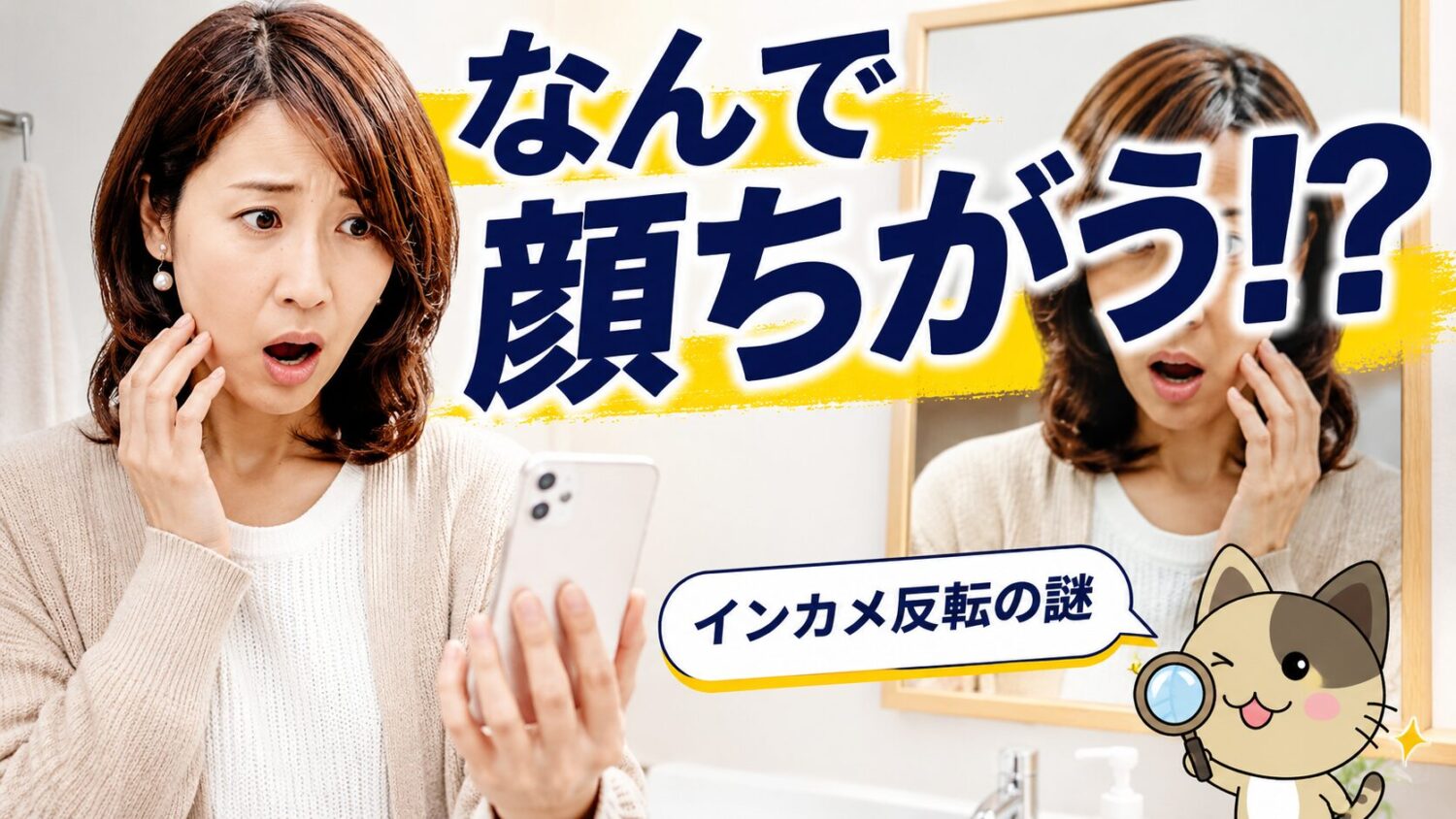 インカメ反転の違和感をテーマにしたブログアイキャッチ画像